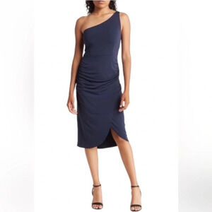 SOCIALITE Navy blue one shoulder‎ mini dress size M.